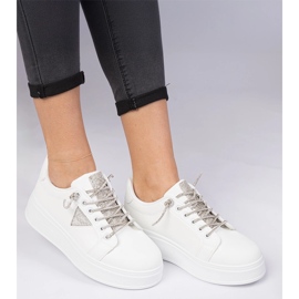 Sneaker bianche sneaker con zirconi d'argento bianco 1
