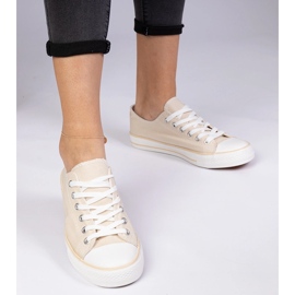 Sneaker femminili classiche marroni beige 1