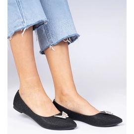 Ballerine glitter da donna nera con una farfalla nero 1