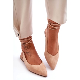 Ballerine nude beige in pelle scamosciata da donna 1