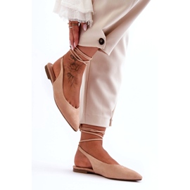 Ballerine nude beige in pelle scamosciata da donna 2