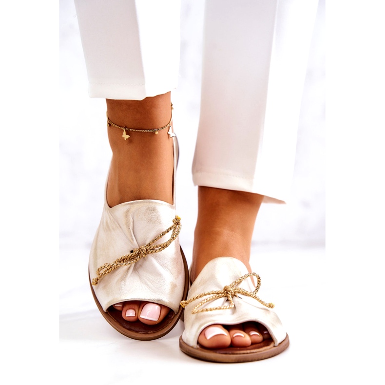 Ballerinas in pelle femminile Zazoo 2660/004 bianco e oro 3