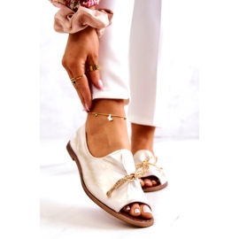 Ballerinas in pelle femminile Zazoo 2660/004 bianco e oro 1