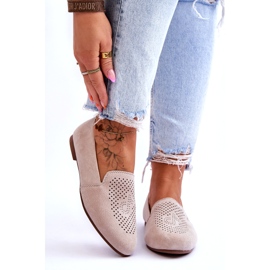 S.Barski Mocassine femminili da Beige in pelle scamosciata 1