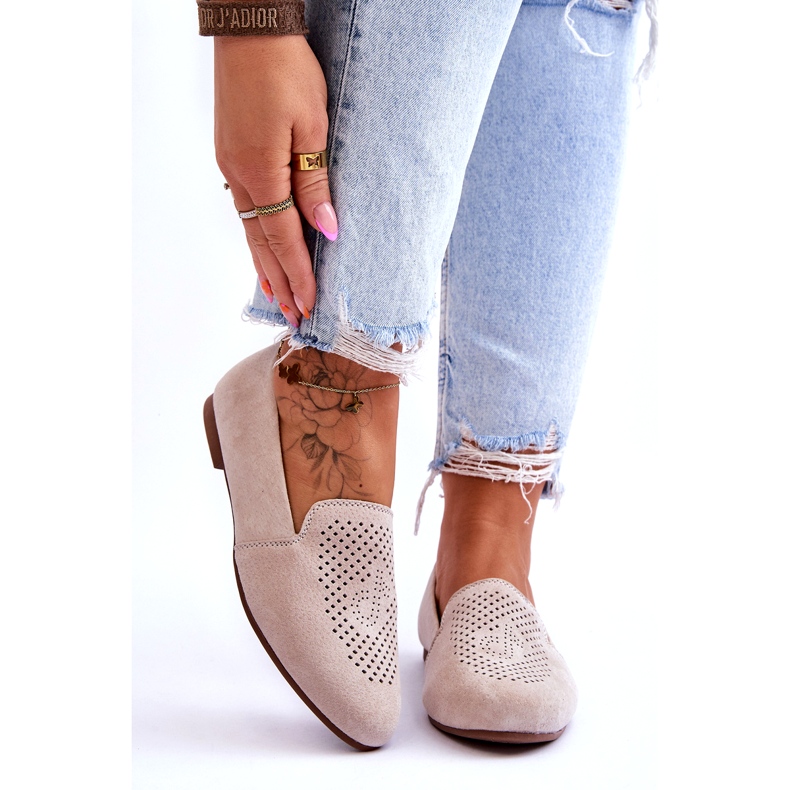 S.Barski Mocassine femminili da Beige in pelle scamosciata 1