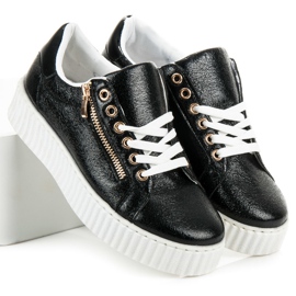 Sneakers stringate sulla piattaforma nero 1