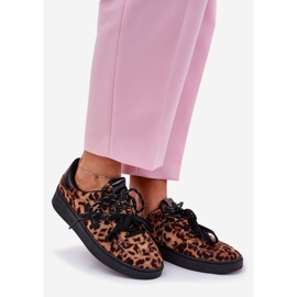 Scarpe sportive da donna bassa con stampa leopardata marrone 1