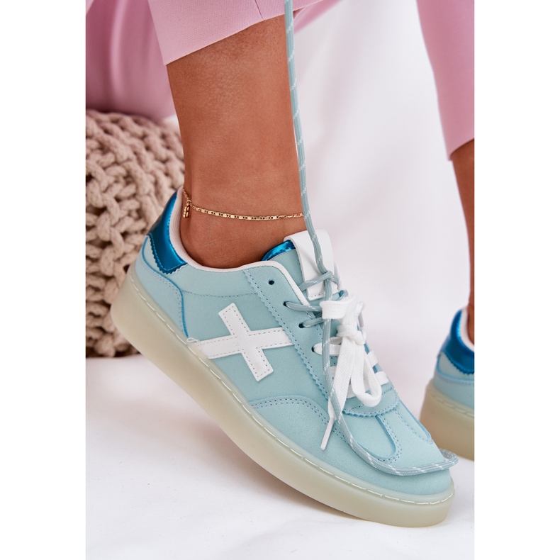 Scarpe sportive da donna bassa con stampa leopardo menta blu 2