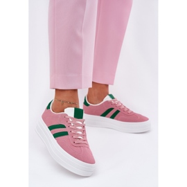 Eleganti sneaker da donna sulla piattaforma rosa 2