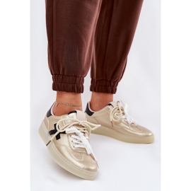 Scarpe sportive da donna basse dorate d'oro 2