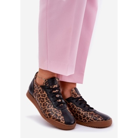 Scarpe sportive in pelle da donna in leopardo Laura Messi 2935 Brown marrone 1