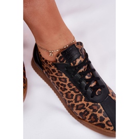 Scarpe sportive in pelle da donna in leopardo Laura Messi 2935 Brown marrone 2