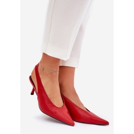 Tacchi alti con un tallone in pelle esterna rosso 1