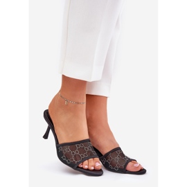 Infradito decorati sul tallone alto nero 1