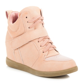 Comode scarpe da ginnastica con zeppa rosa 1