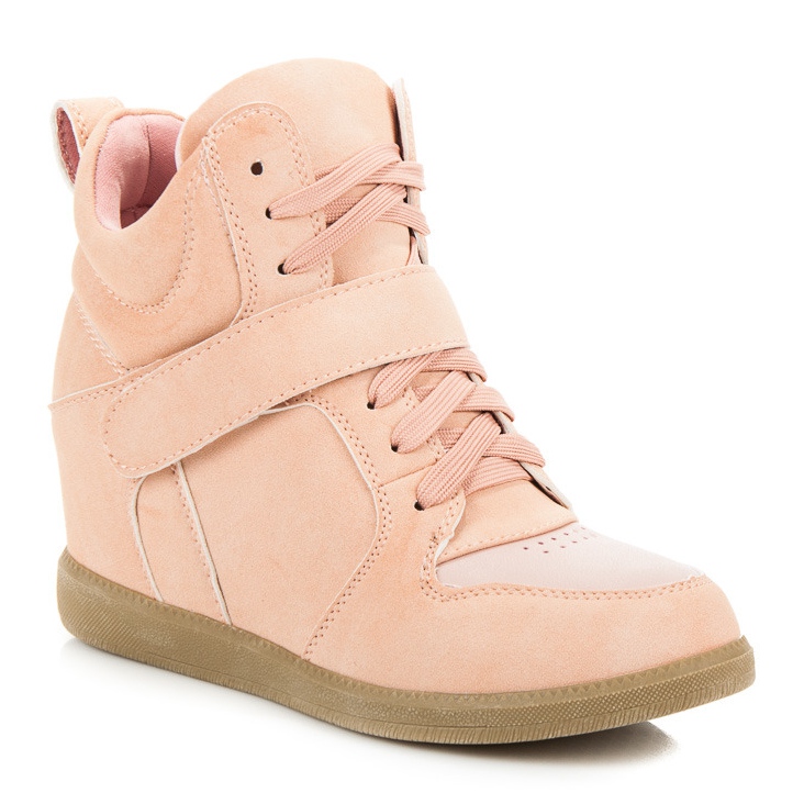 Comode scarpe da ginnastica con zeppa rosa 1
