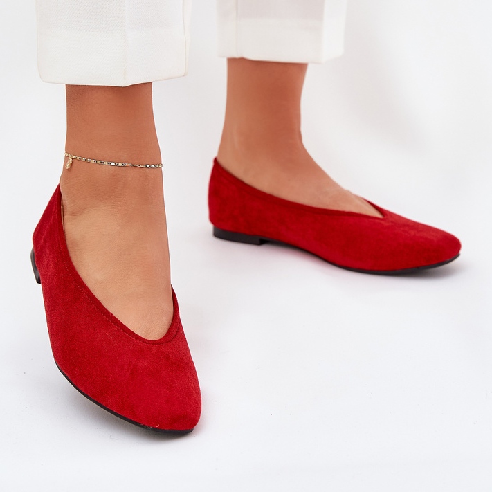 Ballerine classiche con rosso in pelle scamosciata ecologica 2