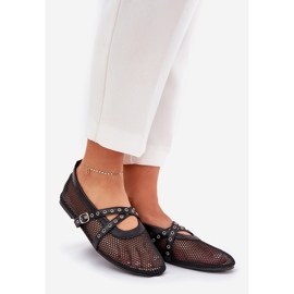 Ballerine piatte con strisce nere nero 1