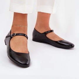 Ballerine in vernice con cintura, nere nero 2