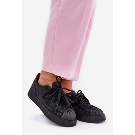 Sneaker femminili con decorazione sulla piattaforma nera nero 1