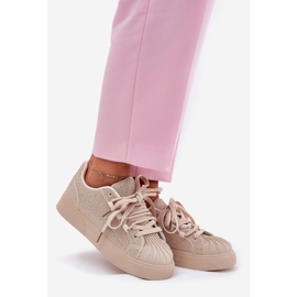 Sneaker da donna con decorazione sulla piattaforma beige 1
