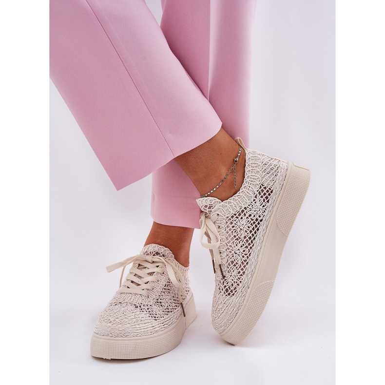 Blaci sneaker femminili sulla piattaforma leggera beige 2