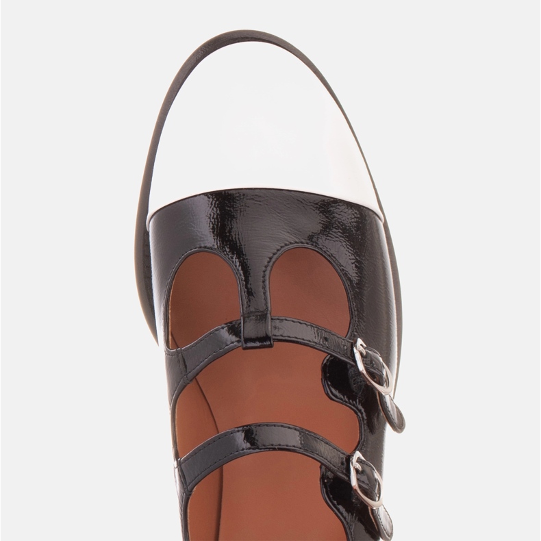 Marco Shoes Ballerine femminili dipinte con una punta bianca nero 1