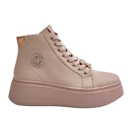 Sneakers Alte da Donna in Pelle con Plateau Vinceza 66707 Beige 3