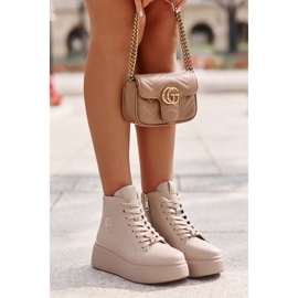 Sneakers Alte da Donna in Pelle con Plateau Vinceza 66707 Beige 6