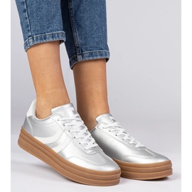 Sneaker Silver Sneaker Sports da donna sulla piattaforma d'argento 1