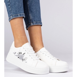 Sneaker bianche Sneaker sportive femminili con stampa bianco 1