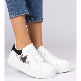 Sneaker bianche e bianche da ginnastica da donna con stampa bianco 2