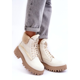 Stivali da donna in pelle stivali crema lemar bianca 3