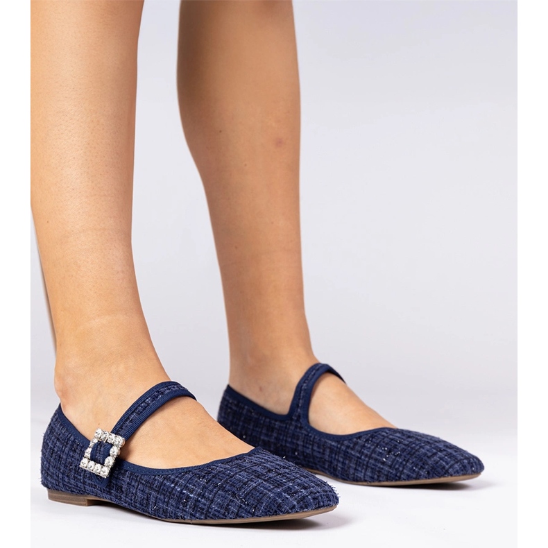 Ballerina femminile blu navy con fibbia e cristaliki 1