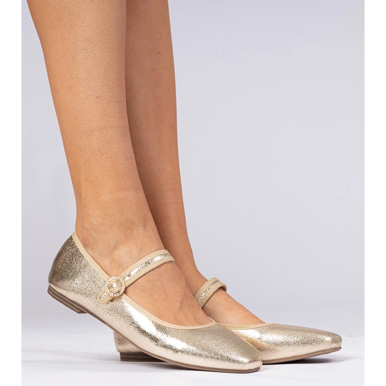 Golden Women's Ballerinas con zirconi d'oro 2