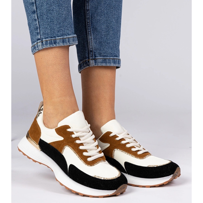 Sneaker bianche e bianche da donna con glitter bianco 2