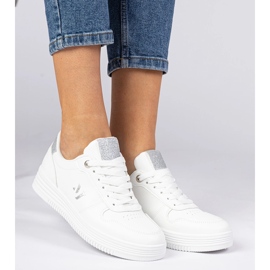 Sneaker bianche da donna con glitter d'argento bianco 1