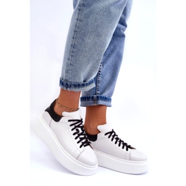 Lemar Scarpe sportive in pelle da donna sulla piattaforma bianca bianco 1