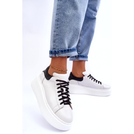 Lemar Scarpe sportive in pelle da donna sulla piattaforma bianca bianco 2