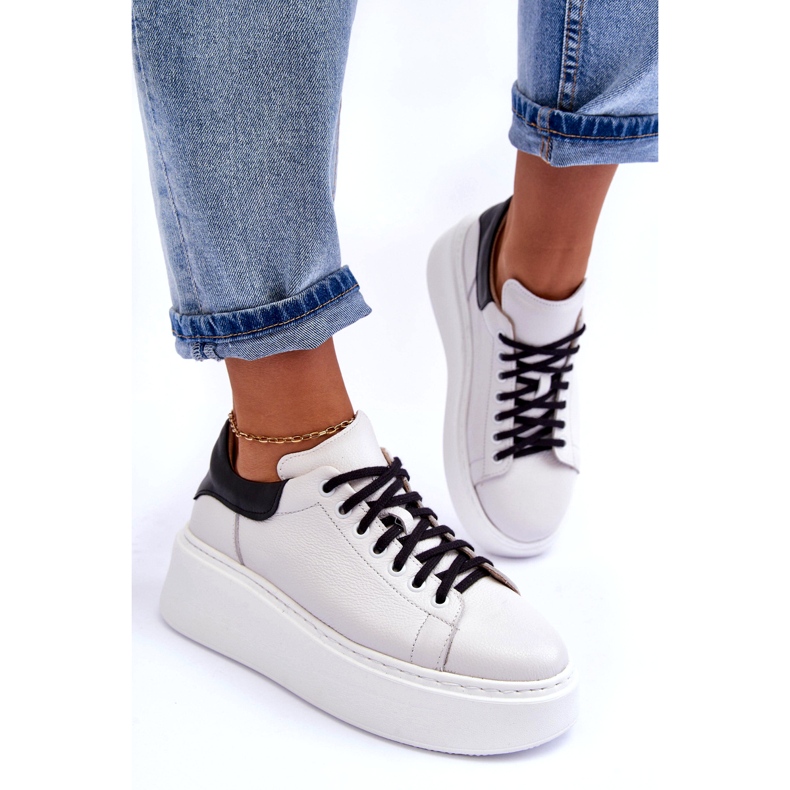 Lemar Scarpe sportive in pelle da donna sulla piattaforma bianca 3