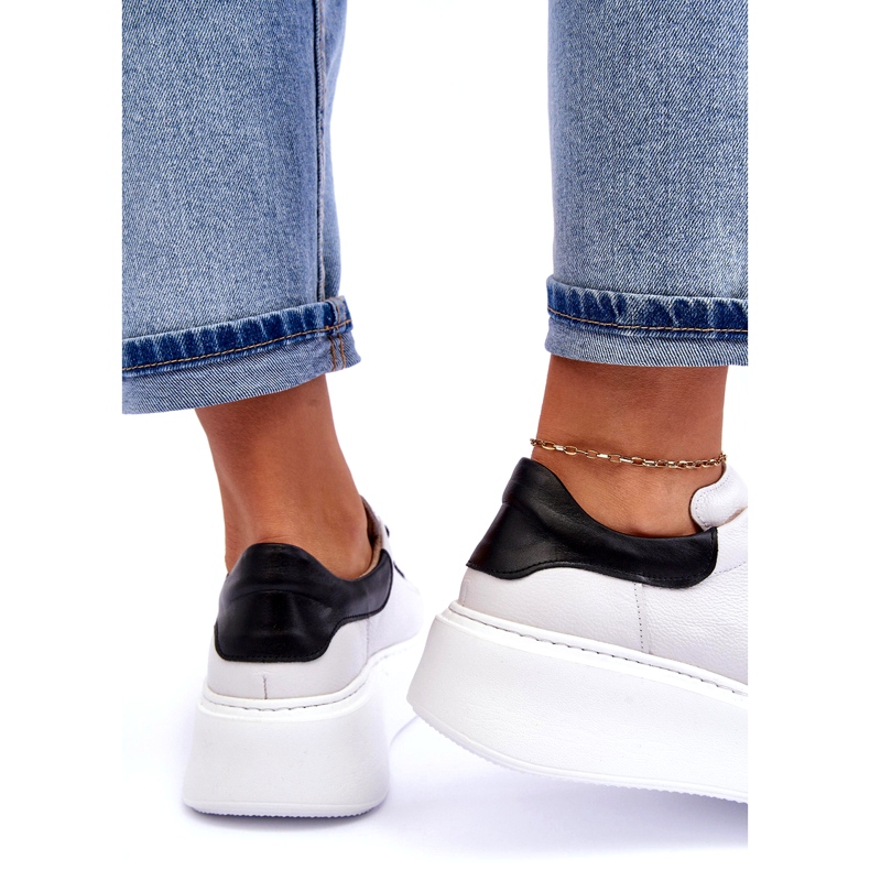 Lemar Scarpe sportive in pelle da donna sulla piattaforma bianca 4