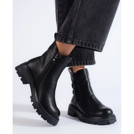 Stivaletti Chelsea da donna neri con suola nera nero 2