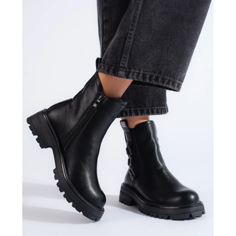 Stivaletti Chelsea da donna neri con suola nera nero 2