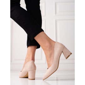 Décolleté da donna con tacco alto beige 1