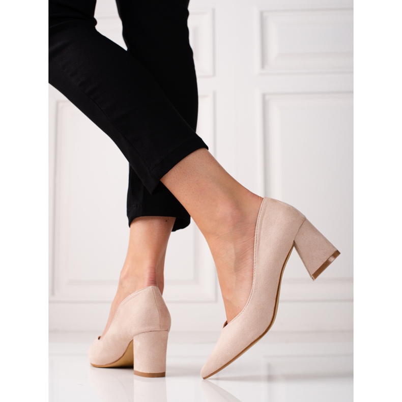 Décolleté da donna con tacco alto beige 1