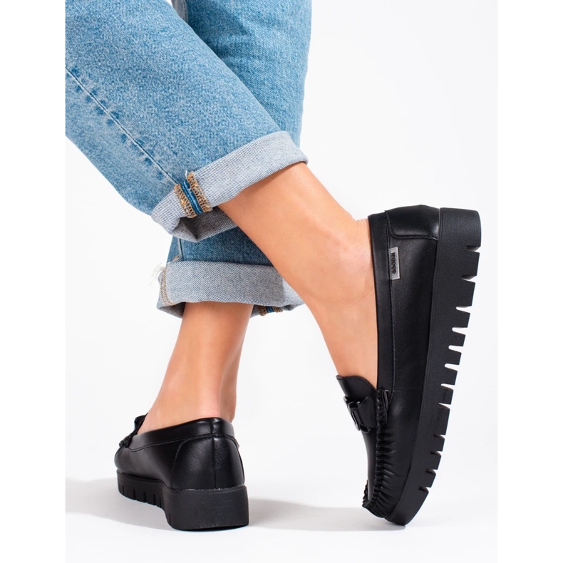 Mocassini da donna neri sulla piattaforma nero 2