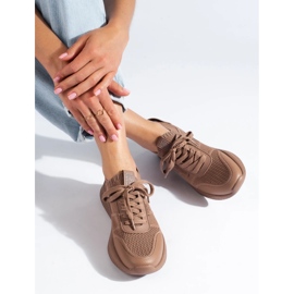 Scarpe sportive da donna marroni Big Star LL274416 Memory Foam beige 2