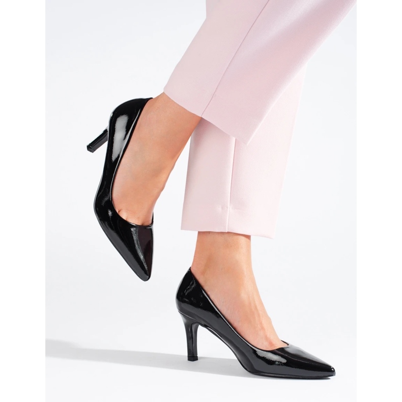 Décolleté classiche da donna Shelovet tacco alto laccato nero 2