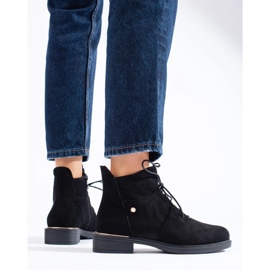 Stivaletti stringati da donna Shelovet in pelle scamosciata nera nero 1