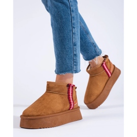 Doposci da donna Shelovet in camoscio color cammello marrone 2